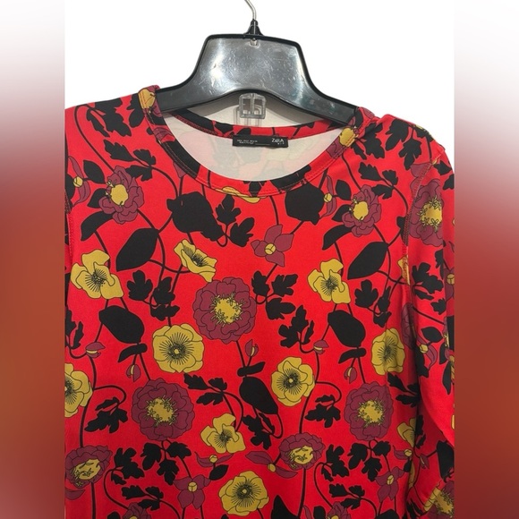 Zara Pink and Yellow Floral Long Sleeve Dress - Picture 5 of 5